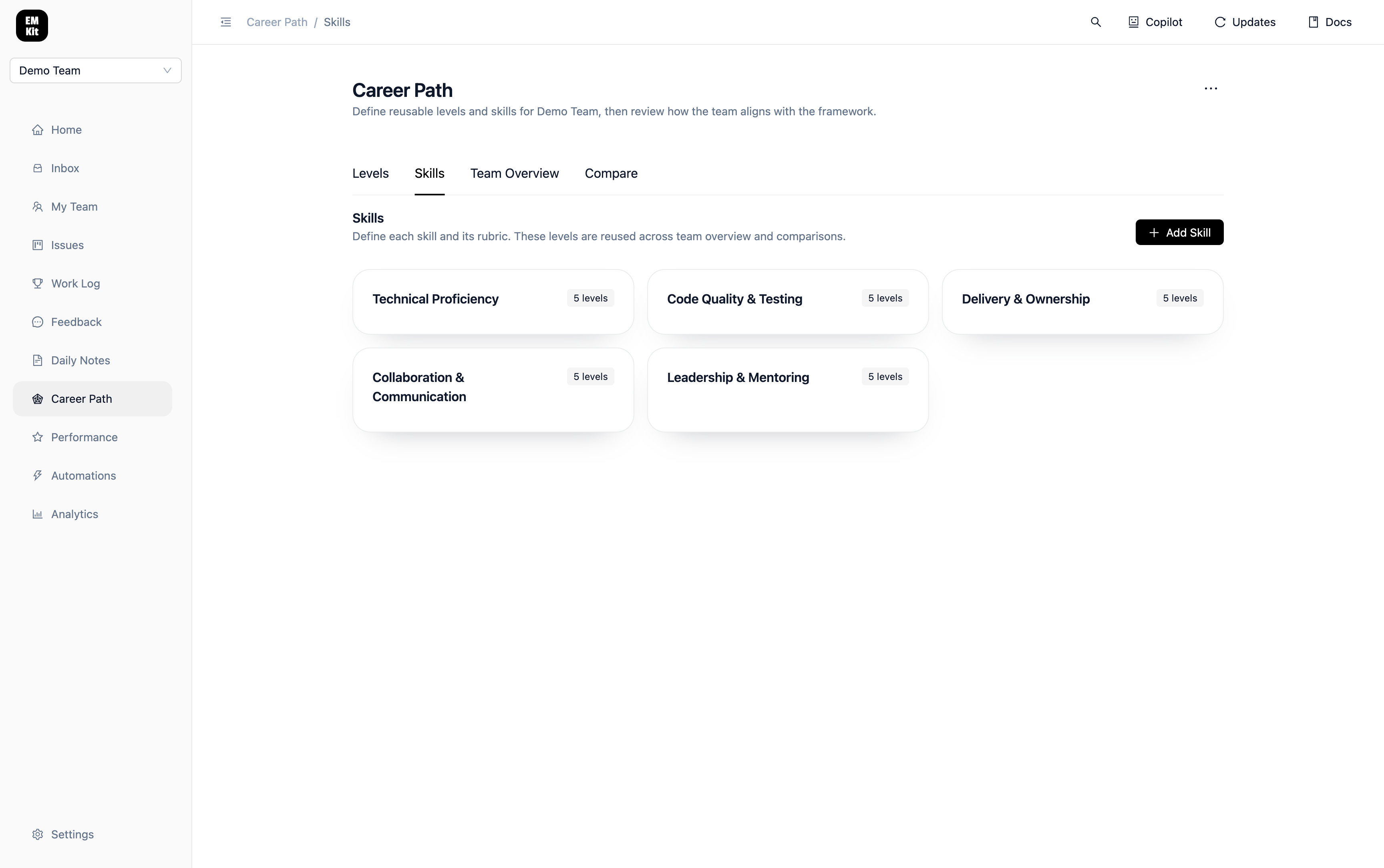 Career Path Skills Page