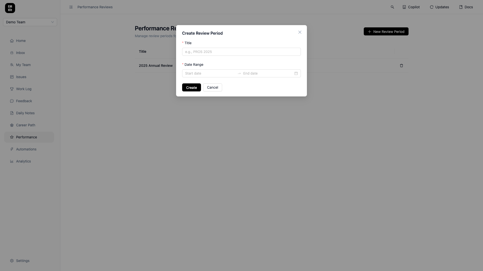 Create Review Period