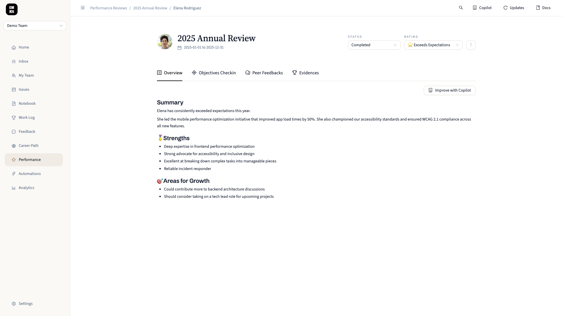 Performance Review - Member Review