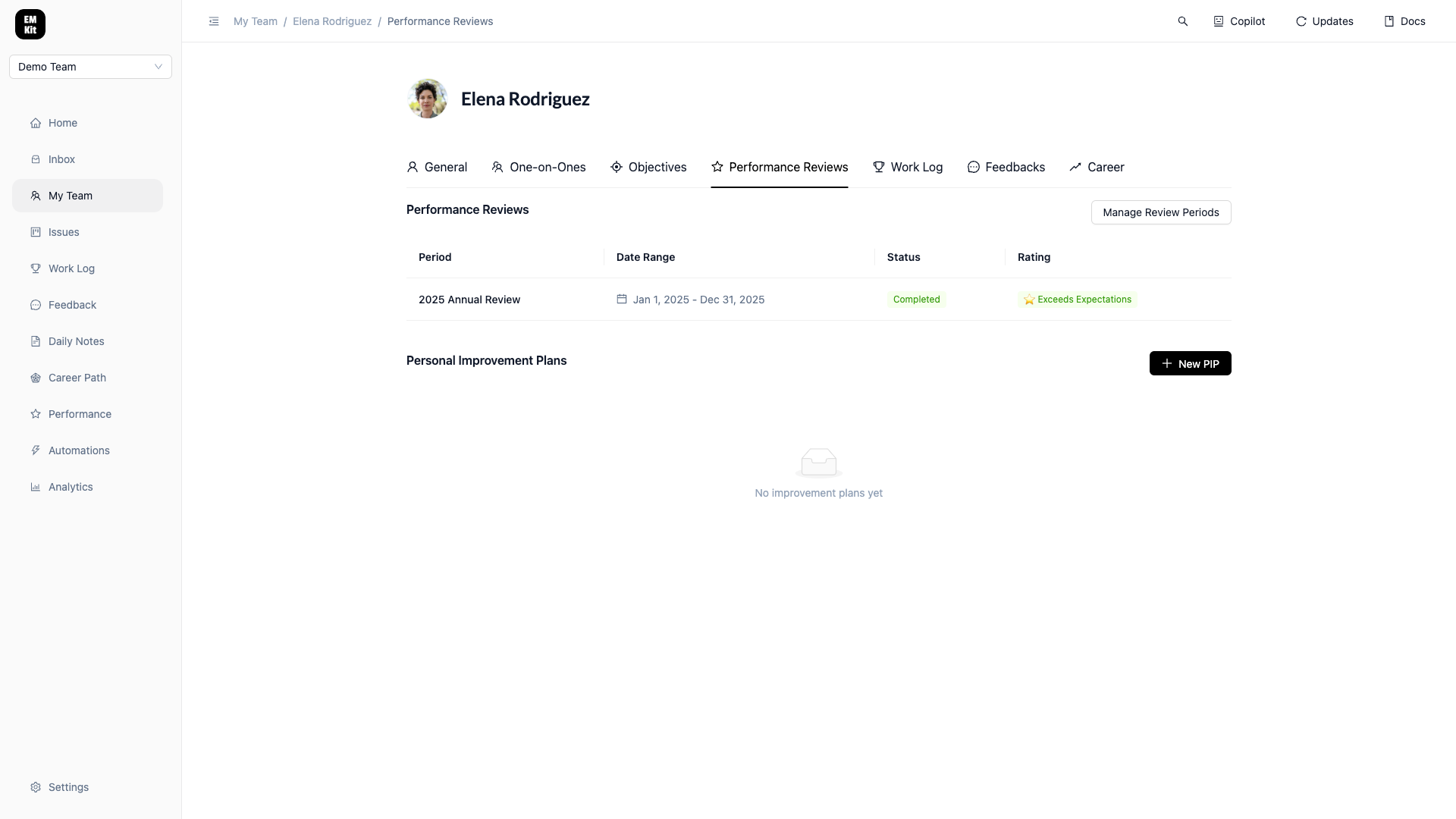 Performance Review - Member Space