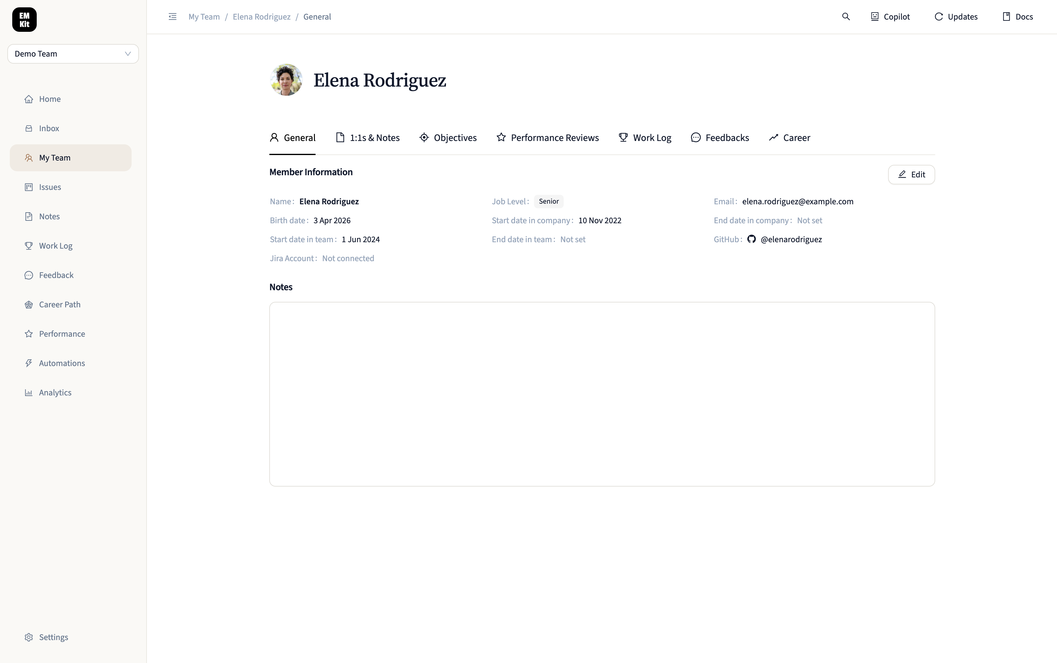 Team Member Overview