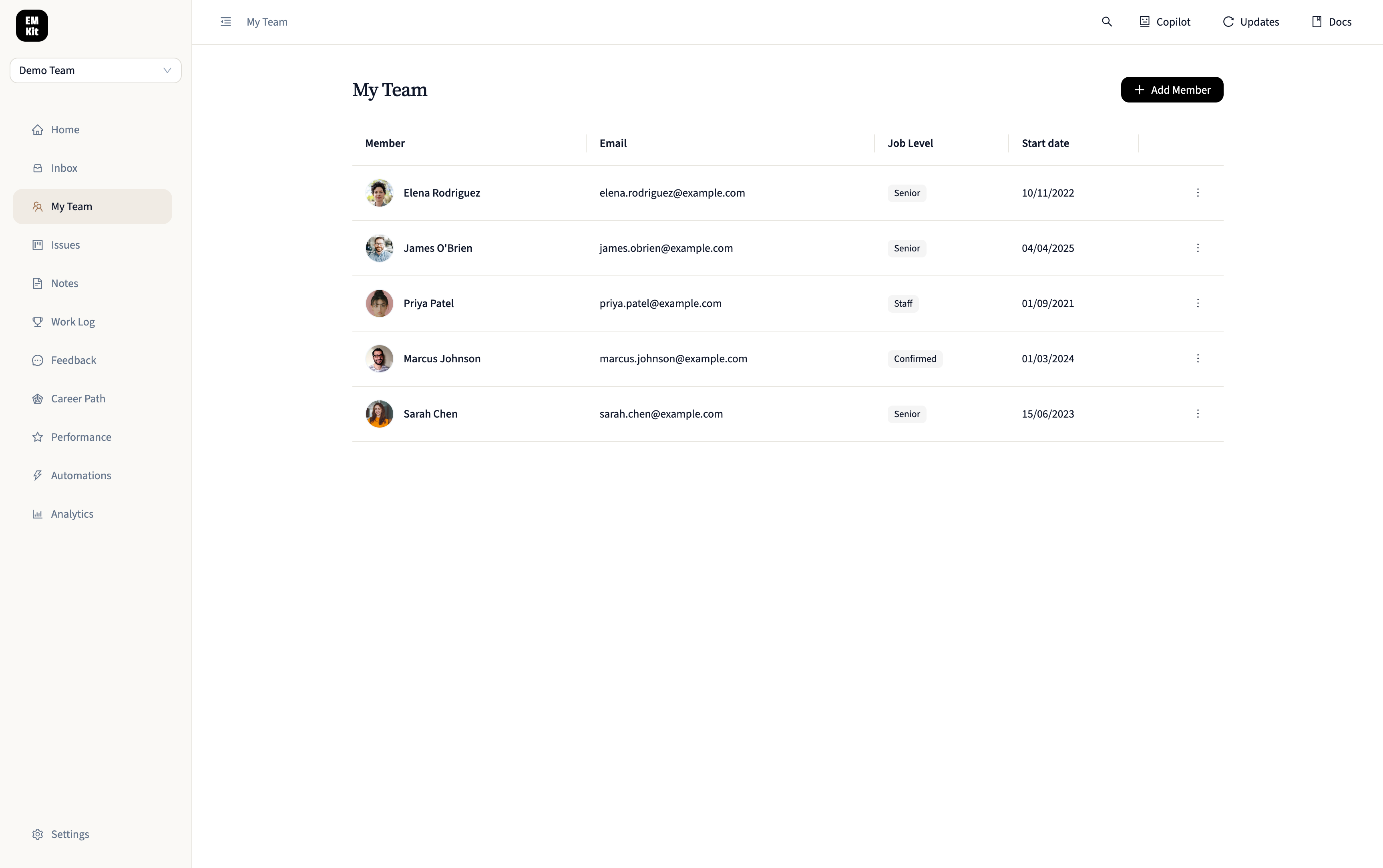 Team Page